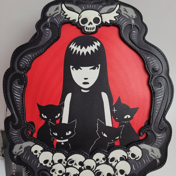 Hot Topic Emily the Strange Cameo Crossbody Black Cat Bag Gothic - Picture 2 of 10
